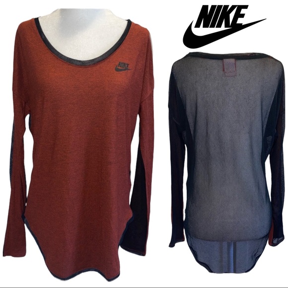 Nike Red/Black Long Sleeve Shirt with Mesh Back S - Picture 1 of 12
